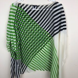 Talbots | Silk Green Blue Striped Poncho
